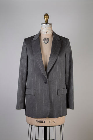 Blazer gris classique à rayures argentées (S)