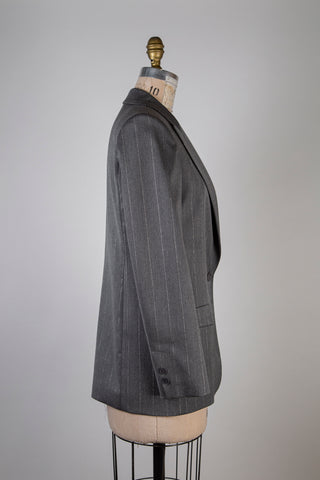 Blazer gris classique à rayures argentées (S)
