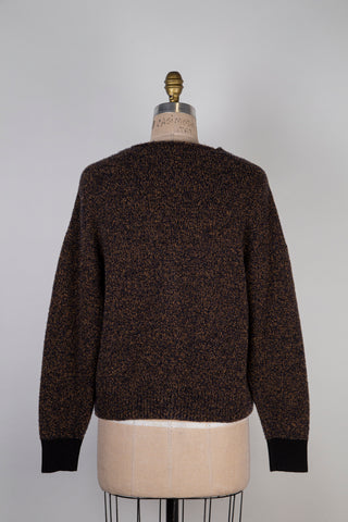 Cardigan en tricot chiné noir & tan (6)