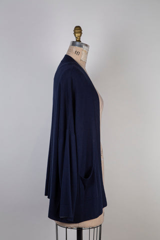 Navy silky knit loose jacket (6)