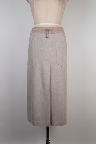 Oatmeal jersey flared skirt (6)