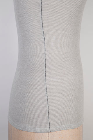 Light gray stretch top with silver piping (6)