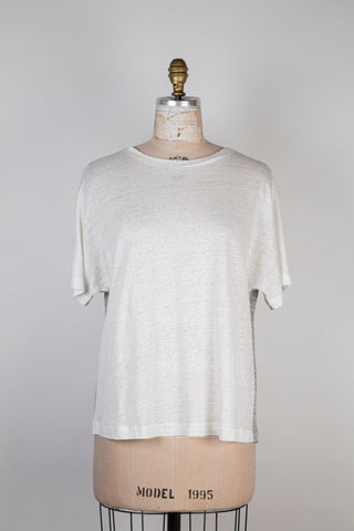 T-shirt en tricot de lin blanc et gris chiné (6)