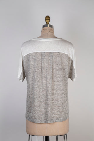 T-shirt en tricot de lin blanc et gris chiné (6)