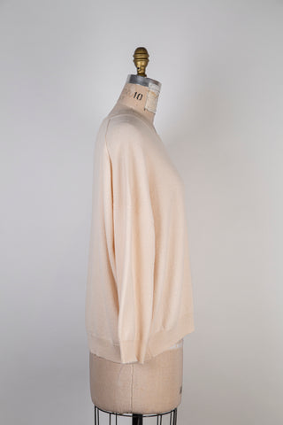 Oversized pure cashmere sweater in pink cream (S+)