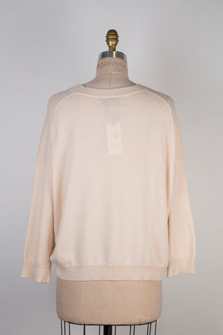 Oversized pure cashmere sweater in pink cream (S+)