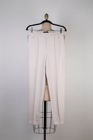 Pantalon cigarette en microfibre mastic (4+8)
