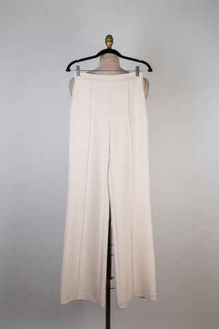 Pantalon tailleur évasé en tricot tricot vanille (0)