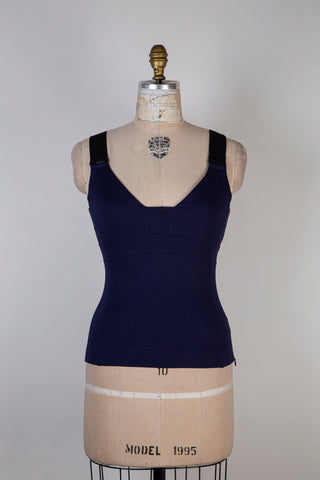 Navy bustier top with black straps (4)