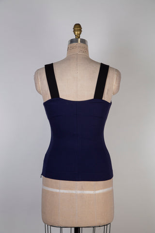 Navy bustier top with black straps (4)
