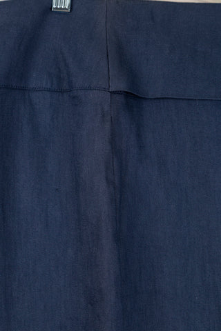 Navy techno linen trousers with turn-up waistband (XL)