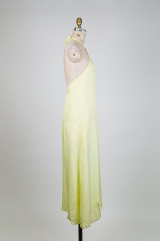 Robe maxi licou en satin jaune tendre (S)