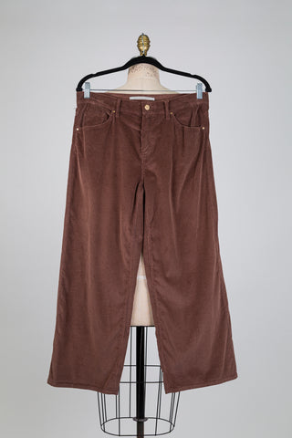 Pantalon ample écourté en corduroy cacao (10)