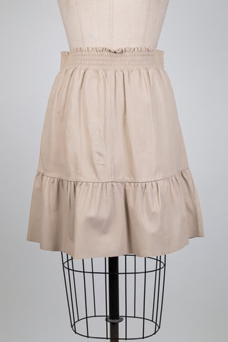 Jupe à volant en cuir crème (4+8)