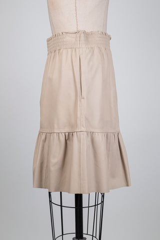 Cream leather ruffled skirt (4+8)