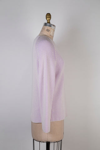 Pure Cashmere Lavender Ribbed Cream Sweater (6)