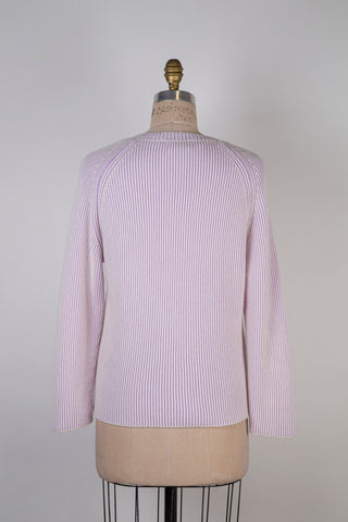 Pure Cashmere Lavender Ribbed Cream Sweater (6)