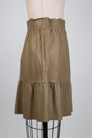 Jupe à volant en cuir kaki (4+8)
