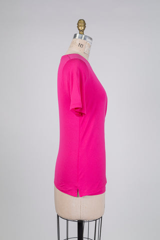 T-shirt rose drapé plissé (8)