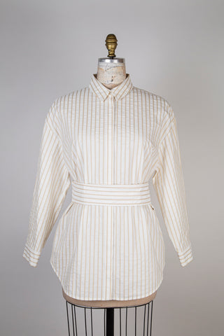 Cream and sand striped oversized overshirt (2 to 6)