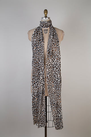 Foulard XXL léopard crème effet vintage