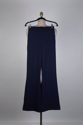 Pantalon en ponte di Roma noir à chaînes bleu cobalt (2-6)
