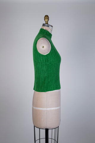 Top en velours à maille chenille vert (4)