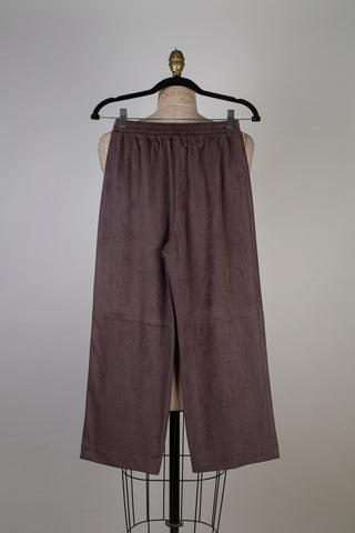 Taupe Faux Suede Cropped Jogger Pants (4)