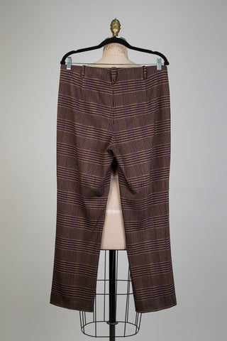 Pantalon confort Prince de Galles brun/noir/mauve (L/XL)