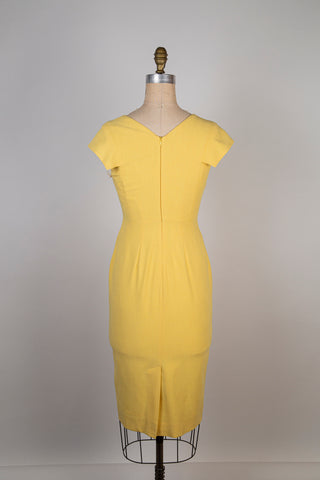 Robe fourreau jaune doux (2)