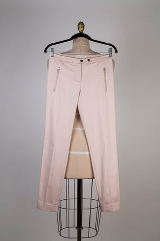Pantalon cigarette rose satiné (S)