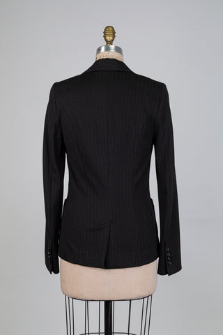 Blazer cintré mou chic noir à rayures (S)