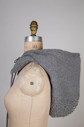 Capulard tricot ardoise / feutre de laine ardoise