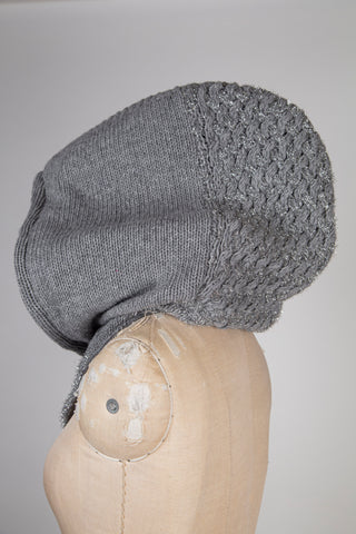 Capulard tricot ardoise / feutre de laine ardoise