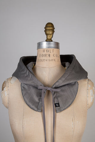 Capulard feutre de laine ardoise / laine vierge/soie gris optique