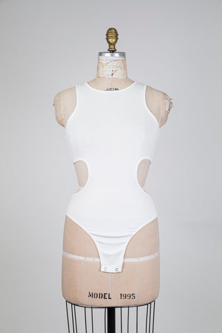 Bodysuit blanc à découpes (XS/S)