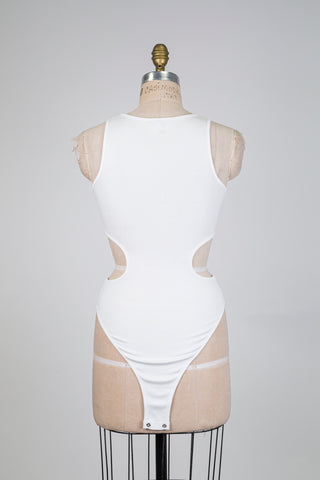 Bodysuit blanc à découpes (XS/S)