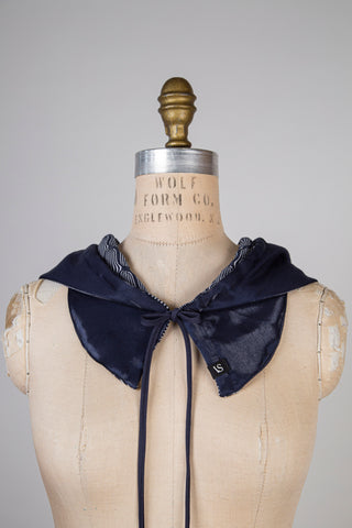 Capulard marine jacquard graphique / taffetas bleu