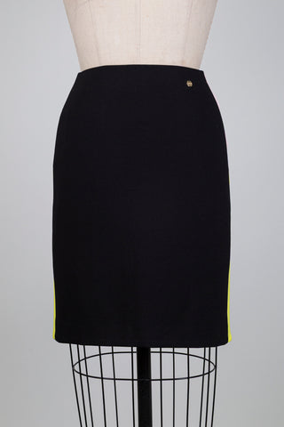Jupe noire à galons jaune et rose (XS+S)