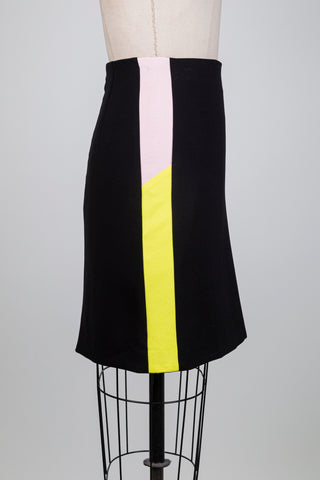 Jupe noire à galons jaune et rose (XS+S)