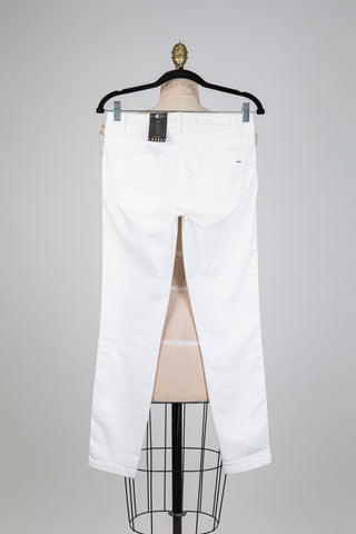 Pantalon denim blanc à liseré ton sur ton (4)