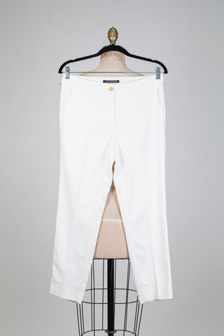 Ivory classic rice-stitch trousers (4+6)