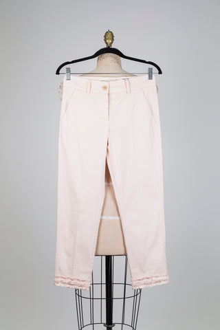 Pantalon rose pâle à ourlets froncés (4)