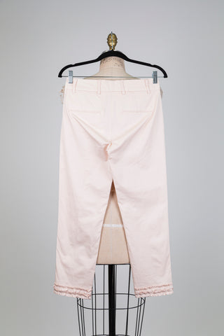 Pantalon rose pâle à ourlets froncés (4)