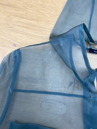 Green silk hooded blouse (4) *flawed*