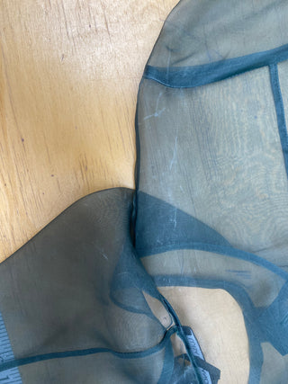 Green silk hooded blouse (4) *flawed*
