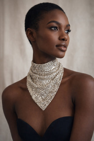 Foulard triangle crème d'étoiles (TU)