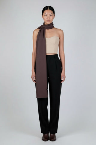 Foulard brun à fines rayures crème (XXL)