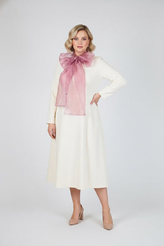 Pink crinkled organza-style scarf (XXL)