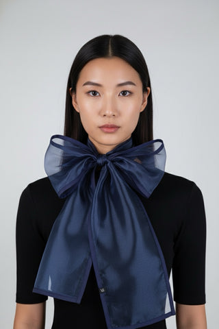 Navy blue organza-style scarf (XXL)